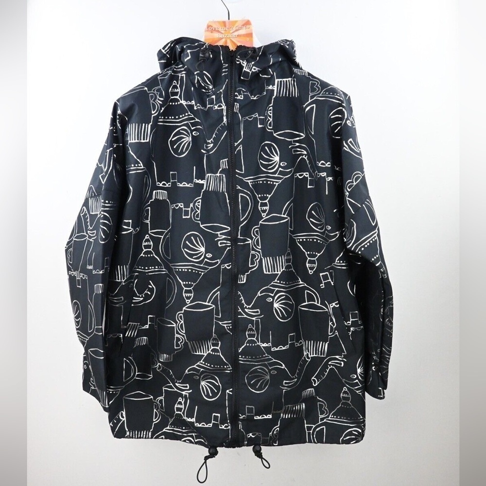 Monika Forsberg + Gorman SS17 black rain jacket with silver print size S/M